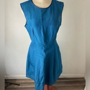J Crew Perforated Top‎ Blue A-Line Dress 8T Tall C0520